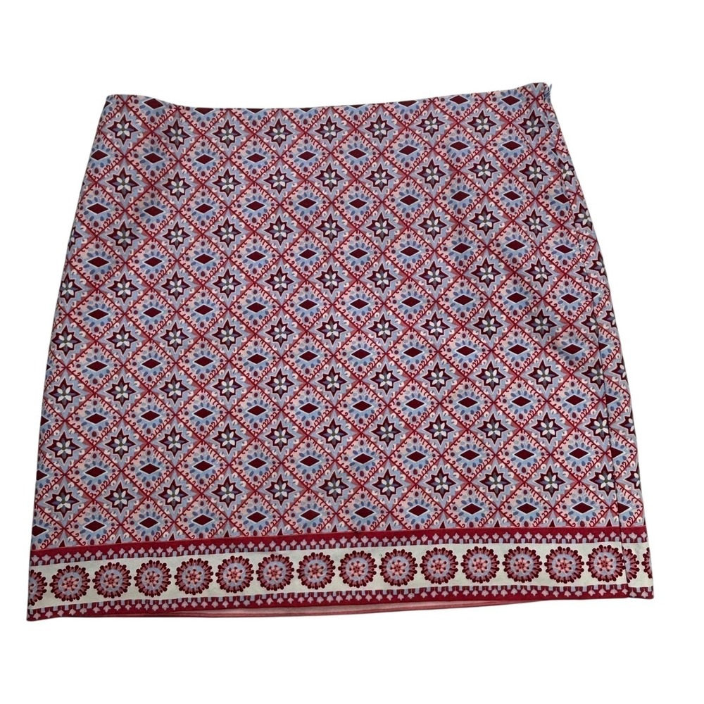 Talbots Skirt Womens Size 14 Floral Geo Print Above Knee A-Line Cotton Blend NEW - Picture 4 of 16
